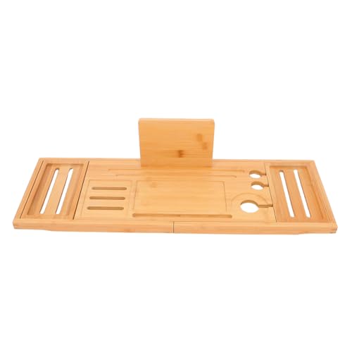 SHOWERORO Rozszerzalna Taca Do Wanny z Bambusa Organizer Akcesoria Łazienkowe Wodoodporna Taca Do Kąpieli Szampon i Żel Pod Prysznic Elegancki Design
