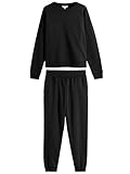 THE SET Sweatshirt und Jogginghose mit elastischen Bündchen 2-teilig Schwarz S
