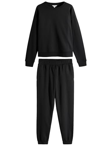 THE SET Sweatshirt und Jogginghose mit elastischen Bündchen 2-teilig Schwarz S