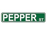 Photo Gallery targa stradale pepper st, cartello in metallo di qualità, cartello con scritta "pepper st", per casa agricola, garage, decorazione da parete, 40,6 x 10,2 cm Photo Gallery targa stradale pepper st, cartello in metallo di qualità, cartello con scritta "pepper st", per casa agricola, garage, decorazione da parete, 40,6 x 10,2 cm
