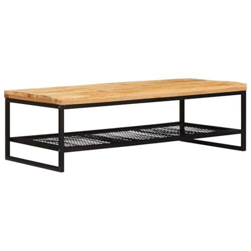 Table basse bois de mangue massif et incrustations uniques style industriel chic - 4