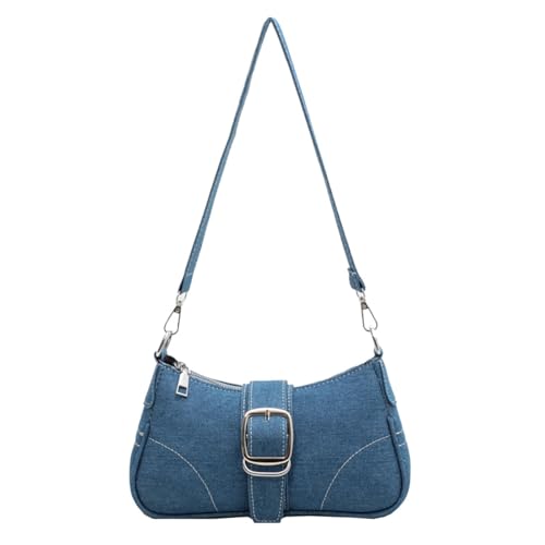 Image of Denim Purse for Women, Vintage Y2K Denim Shoulder Bag Retro Jean Purse Underarm Handbag Clutch for Party, Shopping, Travel