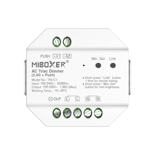 LIGHTEU, Milight Miboxer TRIAC Dimmer Module RF + PUSH Control