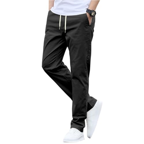 eoeioa Straight Leg Chinos Pants Men Lounge High Waisted Drawstring Chino Pants Fall Regular Fit Beach Pant with Pockets