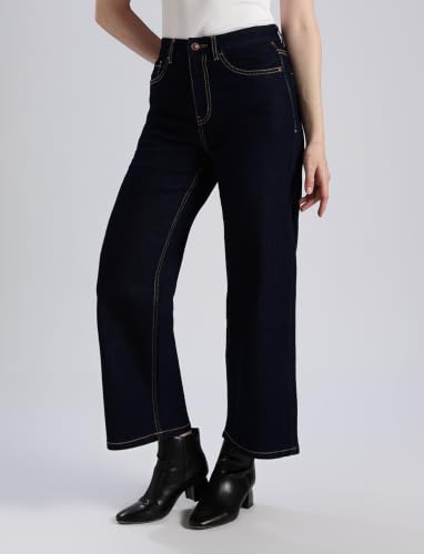 Image of INKD Women's Stretchable Flare Jeans | High-Rise | Full Length Wide Leg Jeans for Women | Comfort Fit