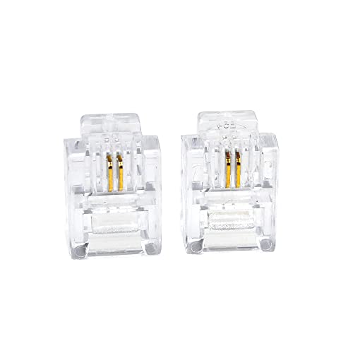 Smiton 100Pack Telephone Plug 6P2C Rj11 Modular Plug (6/2, Telephone Cord Connector) #TOP3