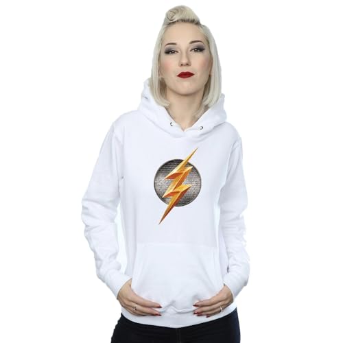 DC Comics Women's Justice League Movie Flash Emblem Hoodie Small White