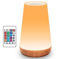 Auxmir Nachttischlampe 5 Modi RGB Farbwechsel, Nachtlicht Kinder USB Aufladbar Fernbedienung, LED Lampe Tischlampe Kabellos Touch Dimmbar mit Timing Funktion, Stilllicht Baby für Deko Schlafzimmer
