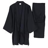 FANCYPUMPKIN Completo da uomo in kimono giapponese Yukata, in puro cotone e garza, taglia L-Q6