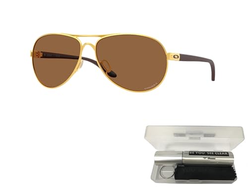 Oakley OO4079 Sunglasses Bundle: OO 4079 FEEDBACK 407951 Satin Gold/Prizm Bronze Policarbonate Standard and Eyewear Cleaning Kit2