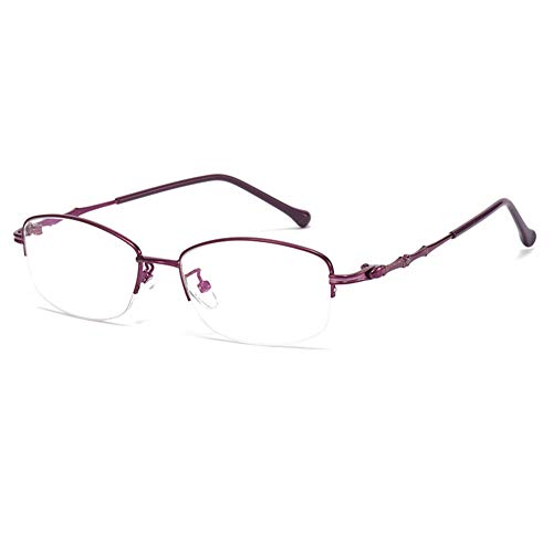 Eyetary Lunettes de Lecture Anti lumière Bleue Femmes 1,56 Index lentilles Asphériques 1,00 à 4,00 Dioptrie - Ultraléger Demi-Cadre,Purple,+3.50D Cover