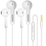 2 Pack Wired Earphones In Ear Headphones Wired ear buds 3.5mm jack head phones with mic Wired Earbuds Noise Isolating, Plug In ear phones wired for Phone Samsung Huawei Android Tablets Laptops