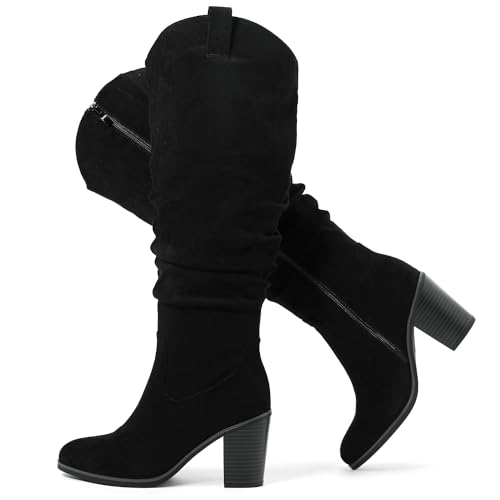 Best Tall Boots for Wide Feet: Find Your Perfect Pair 12 Luoika Women's Extra Wide Calf Cowboy Knee High Boots, Wide Width Cowgirl Slouchy Boots Chunky Pump Heel Plus Size Western Boots.Black 230702 11XW