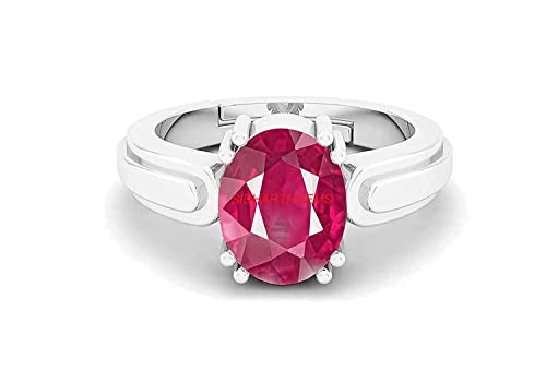 Image of SIDHARTH GEMS 7.25 Ratti 6.00 Carat A+ Quality Natural Burma Ruby Manik Unheated Untreatet Gemstone Silver Ring for Women's and Men's(GGTL Lab Certifi