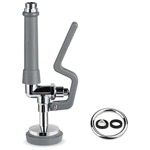 COOLWEST Pre-Rinse Grey Sprayer Head for Commercial Kitchen Sink Faucet, High Pressure Dish Spray Valve Nozzle Replacement Kit for Wall Mount Commercial Faucet Cover