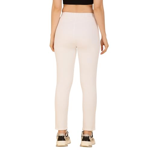 Image of 4FLIES Women's High Waist Jeggings | Super Combed Slim Fit Ankle-Length Pants with Elastic Waistband | Comfortable Denim Look Leggings for Casual, Travel & Office Wear