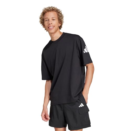adidas Herren Essentials Lose Fit Three Bar Shirt, Black/White, L – Ansicht 2