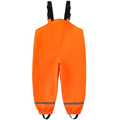 Image of Fewlby Kids Rain Bib Pants, Toddlers Waterproof Suspender Dirty Proof Rain Wear for Boys and Girls