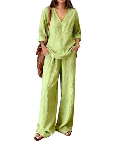 Conjunto de verano para mujer con pantalón ancho de pierna holgada y camiseta manga corta casual