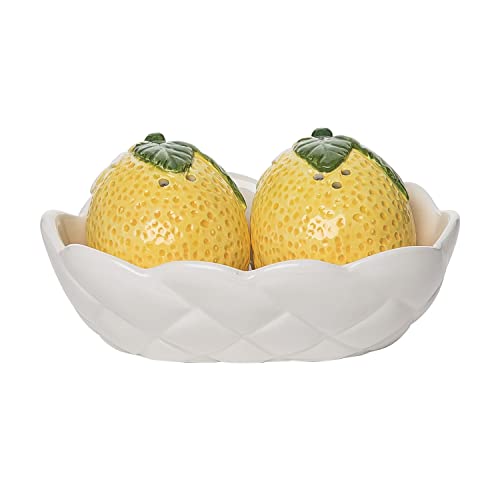 Transpac Transpac Ceramic 5.25 in. Lemon Salt and Pepper Shaker Set Yellow