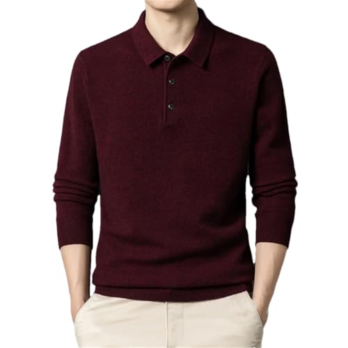 Men's Wool Sweater Long Sleeve Polo Neck Vintage Oversize Knitted Pullover Top