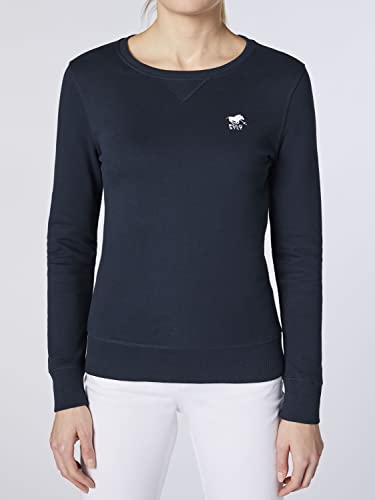 Pull-over femme manches longues avec logo brodé col rond classique