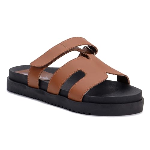 Sandália Lila Martore Feminina Confortavel Papete Rasteirinha H - Varios Modelos (Marrom, BR, Adulto