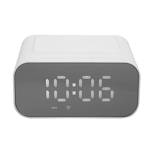 3 in 1 Charger,Speaker with Dual Alarm, FM Radio, and Sleep Timer. Compatible with AllDevices. for Bedroom, Office (White)