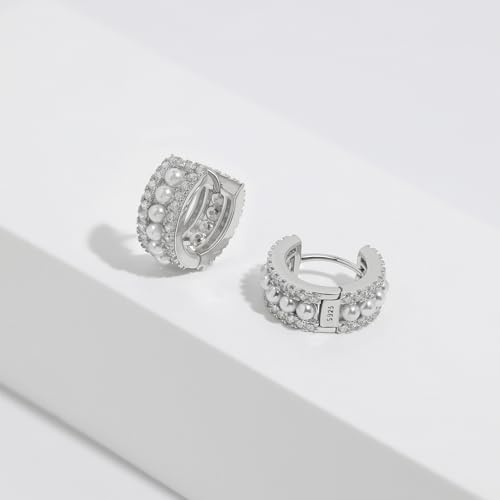 Pendientes aro con perlas para mujer el regalo perfecto de plata con circonitas 2