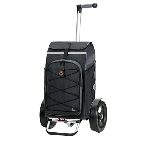 Andersen Shopper Tura Alu klappbar mit Kugellagerrad Ø 29 cm und 74 Liter Tasche Fado 2.0 mit Kühlfach grau