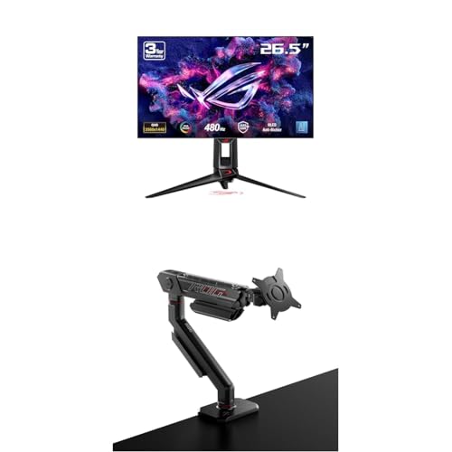 Image of ASUS ROG Swift OLED 27 inch 1440P Gaming Monitor (PG27AQDP) ROG Ergo Monitor Arm (AAS01)