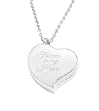 Amour - Collar de píldora de corazón, medallón de corazón pulido con fuerte cierre magnético, collar de medicamentos, mantén tus medicamentos seguros contigo en todo momento, cadena de 66 cm, Acero