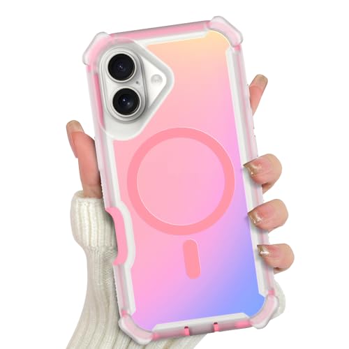 pmxlfo Magnetic Case Designed for iPhone 17 Iridescent Back -Pink