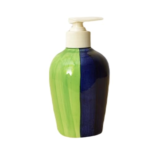 Image of Ceramic Liquid Soap Dispenser, 300 ml, Light Moss Green | Refillable Pump Bottle for Hand Wash, Lotion, Shampoo & Kitchen Use, 2 Pieces