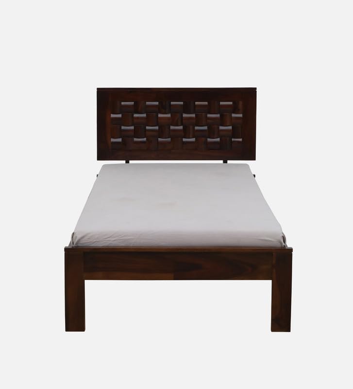 Image of Solid Sheesham Wood Woodora Single Bed Without Storage | Wooden Single Bed Cot Palang Furniture for Bedroom Living Room Home and Hotel (Provincial Teak Finish)