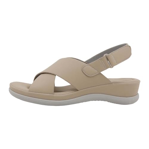 ZTFYKLIN Sandalias Mujer Verano Planas Con Hebilla Informal Para Mujer, De Chanclas Vestir (Khaki, 39) Comodas Negro Sandalia Deportiva Zapato Cómodas Negras Caminar Zapatos Andar Alpargatas