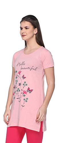 Image of In Love Women's Printed Cotton Plus Size Longline T-Shirt Half Sleeve with Pockets Pack of 2
