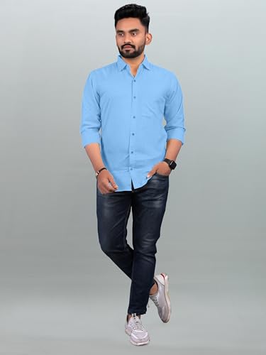 Image of Men Regular Fit Solid Spread Collar Casual Shirt