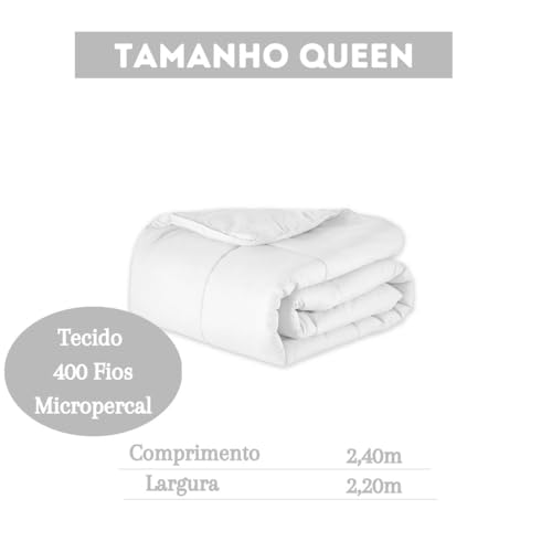 Edredom Queen 400 Fios Branco Micropercal 2,40 x 2,20 Toque Macio
