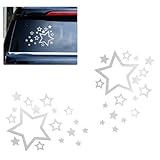 Craedli 2Pcs Reflective Stars Car Sticker Decals, Waterproof Vinyl Automotive Body Decal, Universal Personalized Vehicle Bumper Sticker Decoration For Car, Motorcycle, Laptop, Wall(Silver)