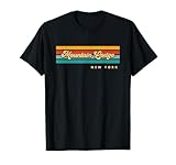 Vintage Sunset Stripes Mountain Lodge, New York T-Shirt