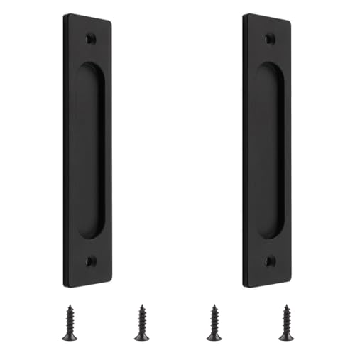 MOROBOR Rectangular Empotrada Puerta Corredera Tira, 2pcs Negro Mate Flush Pull Aleación de Aluminio Closet Puerta Dedo Tira con tornillos de montaje para puertas correderas Barn Door