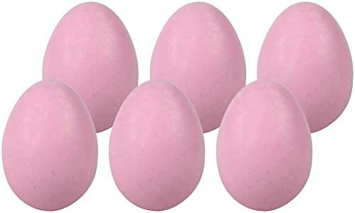 6-Pack Wooden Eggs Unfinished Wooden Fake Eggs Easter Craft Eggs for Display Children DIY Painting Decoration - Pink
