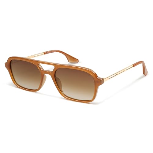 Image of SOJOS Vintage Polarized Aviator Sunglasses for Women Men 70s Retro Flat Narrow Rectangular Womens Glasses SJ2186