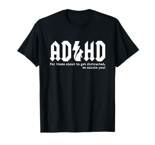 ADHD Squirrel Salute Rock | Divertido ADHD Camiseta