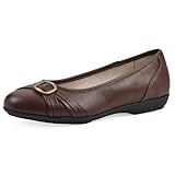 CLIFFS BY WHITE MOUNTAIN Women's Calming Cushioned Ballet Flat, Brown/Burn/Smooth, 8 W
