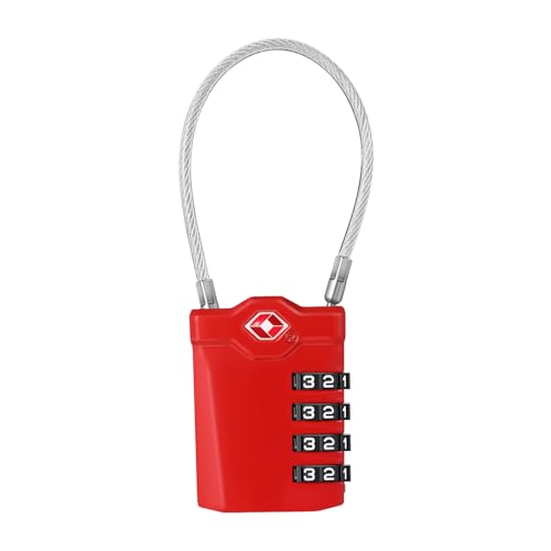 TSA Lock 4 Digit Combination Code, Suitcase Lock, TSA Luggage Lock with Opening Alarm Display for Travel Suitcases, Travel Bag, Gun Case, Backpacks, Padlock Combination Lock Locker (Red) TSA Lock 4 Digit Combination Code, Suitcase Lock, TSA Luggage Lock with Opening Alarm Display for Travel Suitcases, Travel Bag, Gun Case, Backpacks, Padlock Combination Lock Locker (Red)