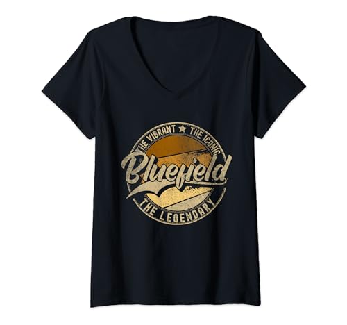 Mujer Bluefield WV | West Virginia Vintage Distressed Camiseta Cuello V