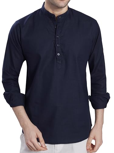 Image of DIVISIVE Men's Slim Fit Full Sleeves Cotton Short Kurta