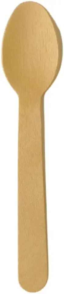 Colher de Madeira descartável biodegradável e compostável - Tamanho 14 cm - Pacote com 100 unidades